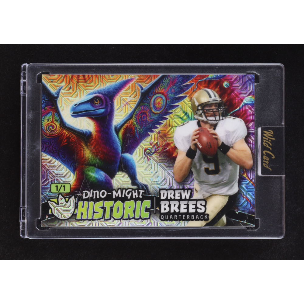Drew Brees 2024 Wild Card Alumination Dino-Might Mojo Silver #PHPTE1 #1/1 at PristineAuction.com
