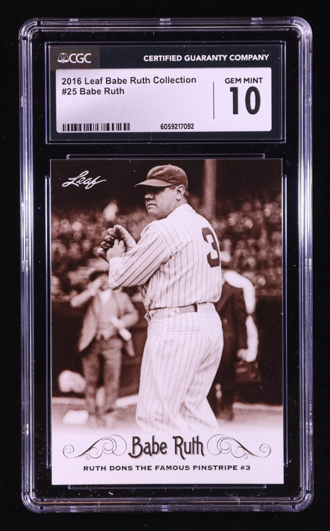 Babe Ruth 2016 Leaf Babe Ruth Collection #25 (CGC 10) at PristineAuction.com Babe Ruth 2016 Leaf Babe Ruth Collection #25 (CGC 10) at PristineAuction.com