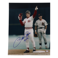 Pete Rose Signed Reds 16x20 Photo Inscribed "4192" (PSA) at PristineAuction.com