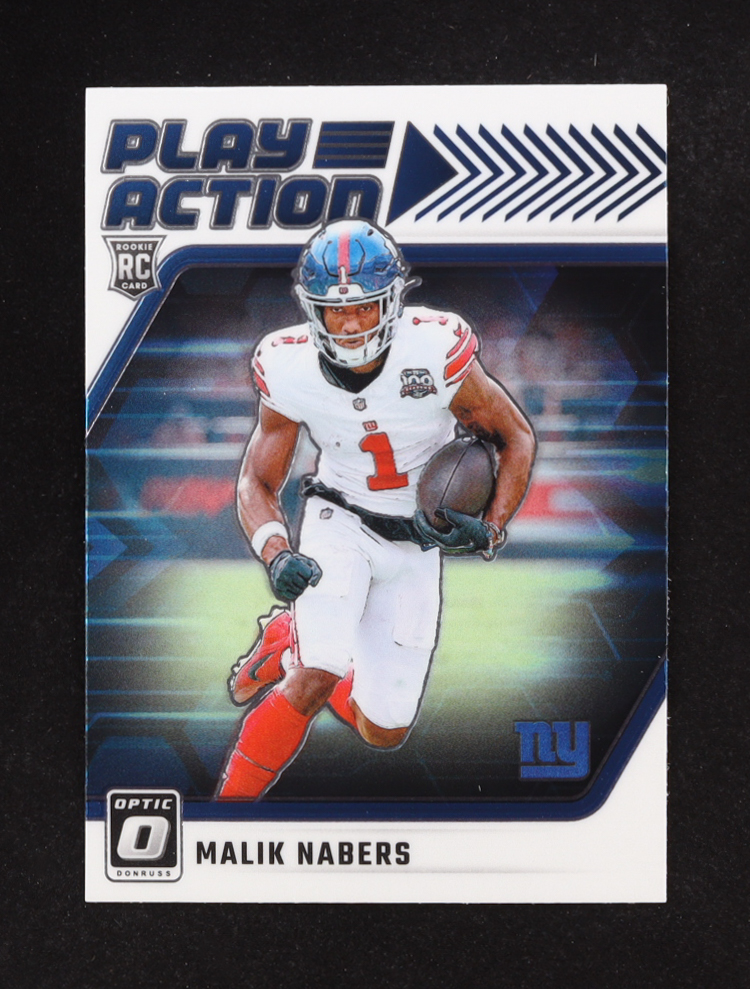 Malik Nabers 2024 Donruss Optic Play Action #8 RC at PristineAuction.com Malik Nabers 2024 Donruss Optic Play Action #8 RC at PristineAuction.com