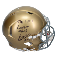 Kyren Williams Signed Notre Dame Fighting Irish Full-Size Authentic On-Field Speed Helmet Inscribed "Play Like A Champion Today!" (Beckett) at PristineAuction.com