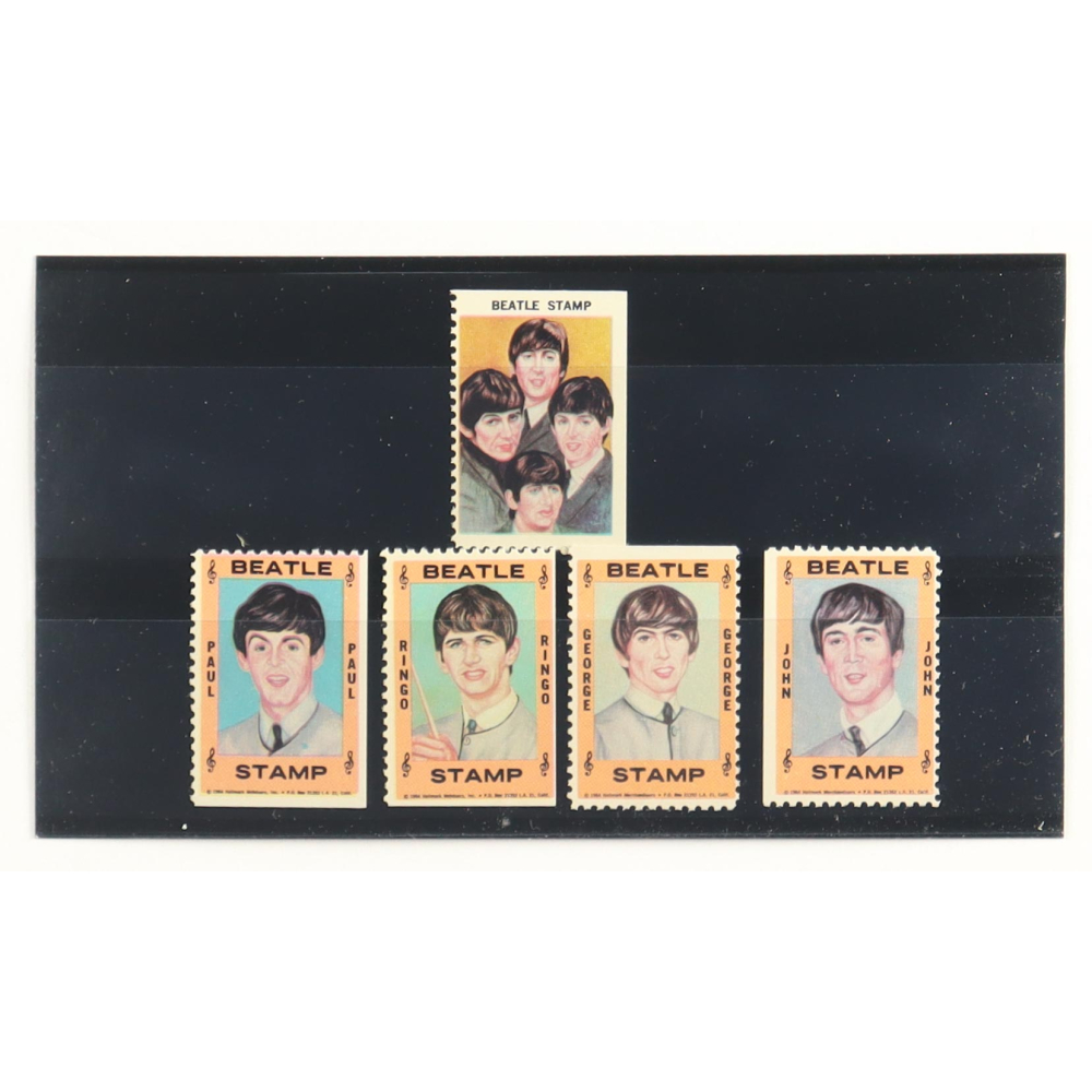 The Beatles 1964 Hallmark Set of (5) Stamps at PristineAuction.com