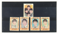 The Beatles 1964 Hallmark Set of (5) Stamps at PristineAuction.com