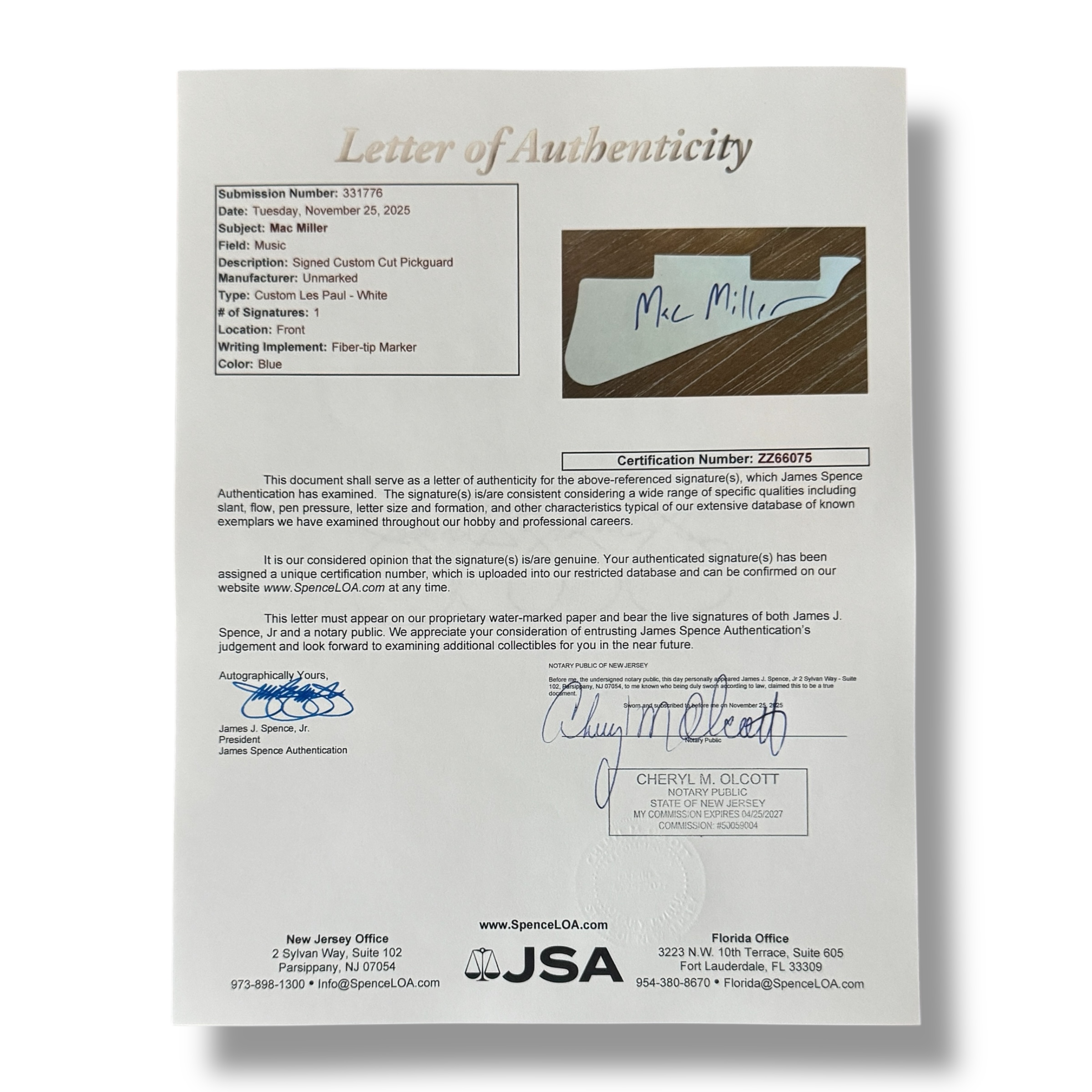 Mac Miller Signed Custom Swimming Les Paul Style Guitar with Guitar Case (JSA) at PristineAuction.com Mac Miller Signed Custom Swimming Les Paul Style Guitar with Guitar Case (JSA) at PristineAuction.com