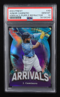 Junior Caminero 2024 Finest Arrivals Purple Refractors #A8 RC #068/125 (PSA 10) at PristineAuction.com