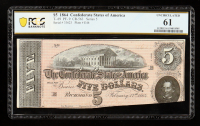 1864 Confederate $5 Currency Note, T-69 Series 5 (PCGS Uncirculated 61) at PristineAuction.com