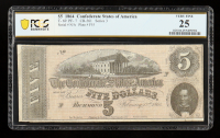 1864 Confederate $5 Currency Note, T-69 Series 3 (PCGS Very Fine 25) at PristineAuction.com