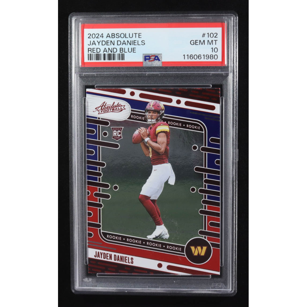 Jayden Daniels 2024 Absolute Red and Blue #102 RC (PSA 10) at PristineAuction.com