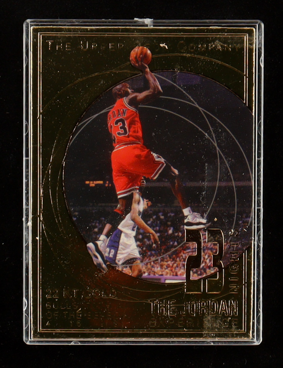 Michael Jordan 1997 Upper Deck The Jordan Experience 23 Nights 22KT Gold Card #/23,000 at PristineAuction.com Michael Jordan 1997 Upper Deck The Jordan Experience 23 Nights 22KT Gold Card #/23,000 at PristineAuction.com