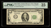 1928-A U.S. $100 Federal Reserve Note, Chicago - Fr. 2151-Gdgs Dark Green (GA Block) Signed: Woods / Mellon (PMG Very Fine 25) at PristineAuction.com