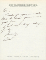 Bart Starr Signed 8.5x11 Handwritten Letter (Beckett) at PristineAuction.com
