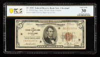 1929 U.S. $5 National Currency Note, Cleveland Ohio - Fr. 1850-D (DA Block) Signed: Jones / Woods / Strater / Fancher (PCGS Very Fine 30) at PristineAuction.com