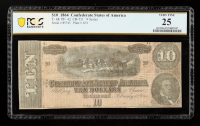1864 Confederate $10 Currency Note, T-68 Series 9 (PCGS Very Fine 25) at PristineAuction.com
