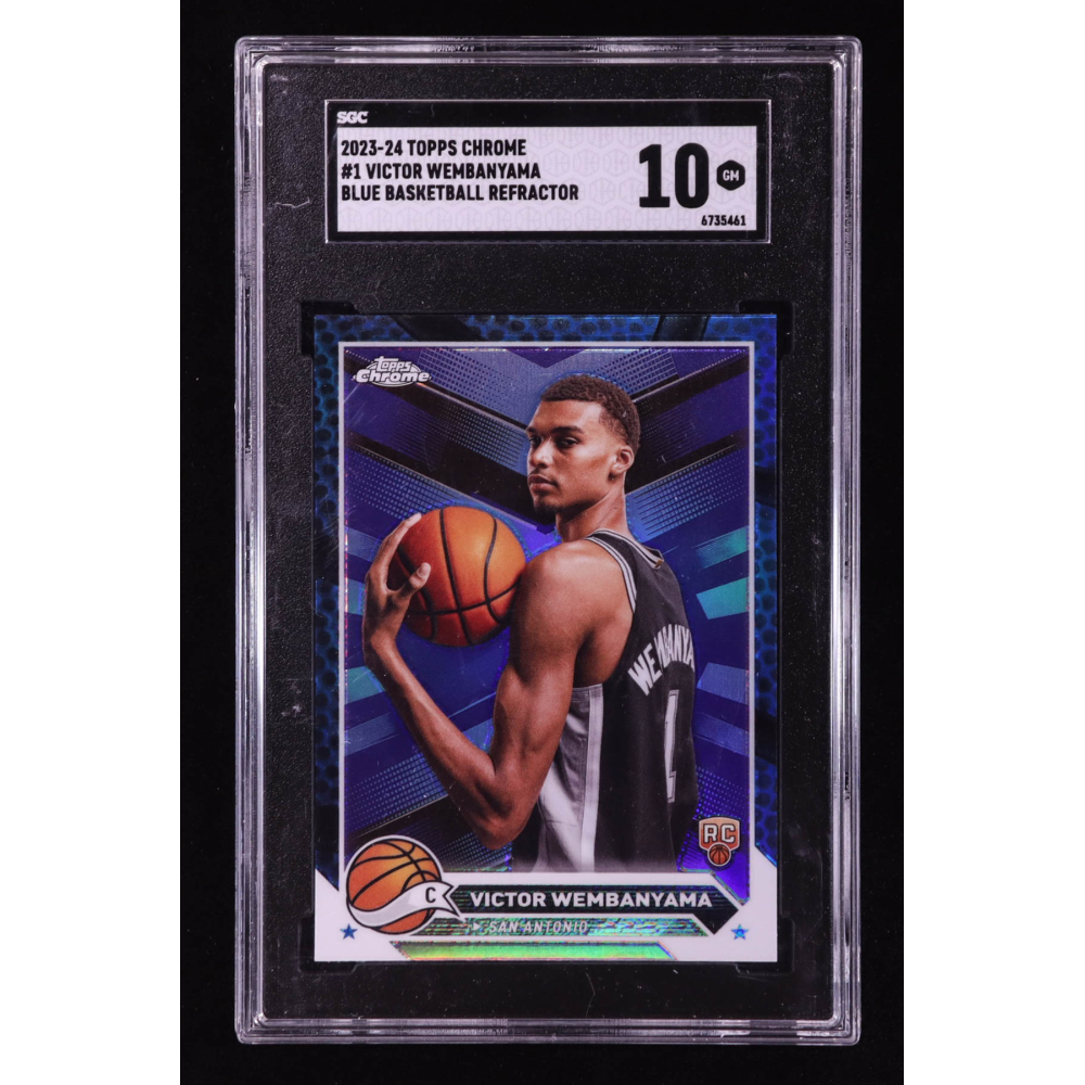 Victor Wembanyama 2023-24 Topps Chrome Blue Basketball Refractors #1 RC (SGC 10) at PristineAuction.com
