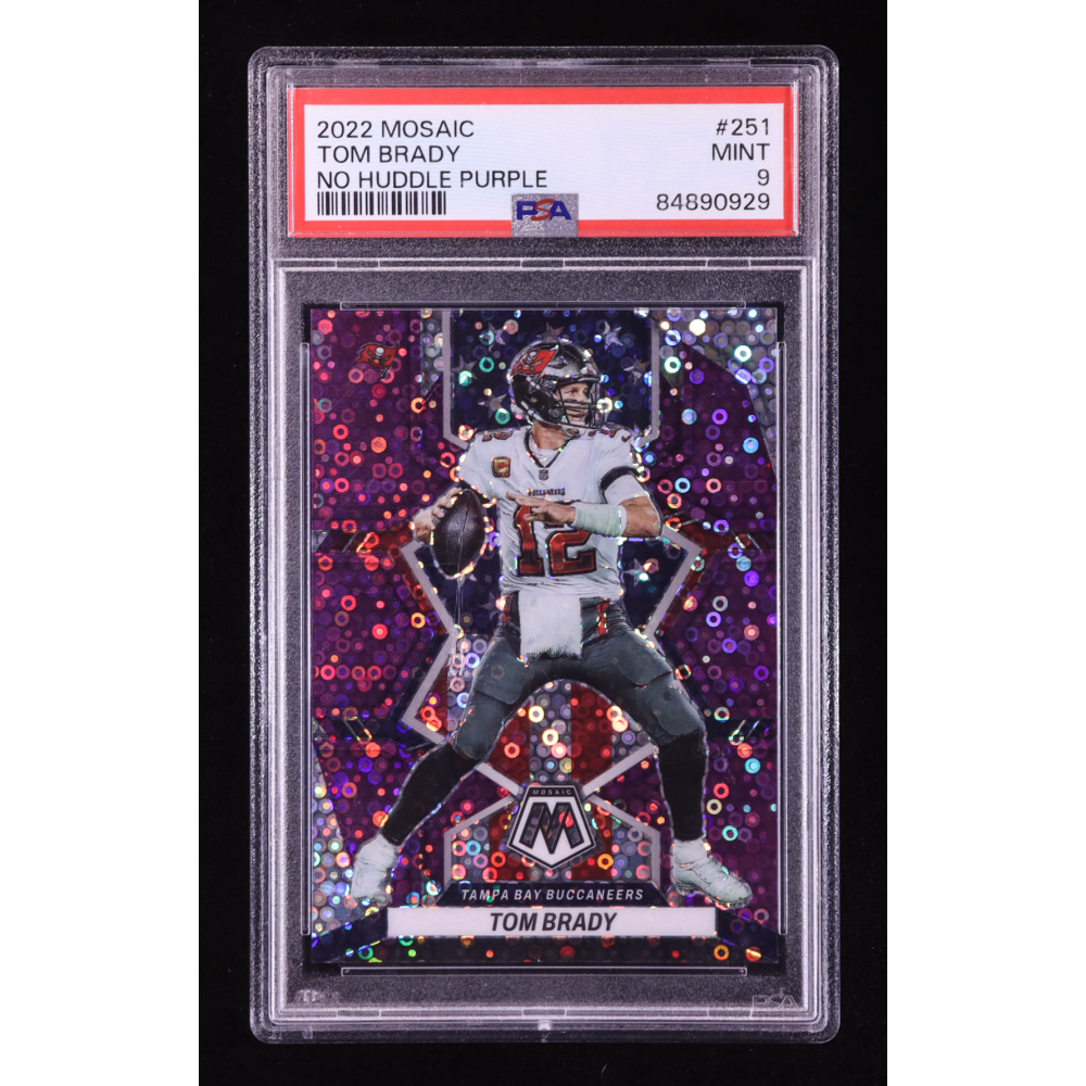 Tom Brady 2022 Panini Mosaic Mosaic No Huddle Purple #251 #46/50 (PSA 9) at PristineAuction.com