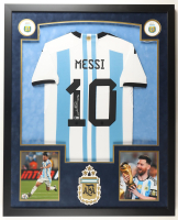 Lionel Messi Signed Team Argentina Custom Framed Jersey Display (Beckett) at PristineAuction.com