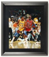 Michael Jordan & Magic Johnson Signed Custom Framed Photo (GOAT & UDA) at PristineAuction.com