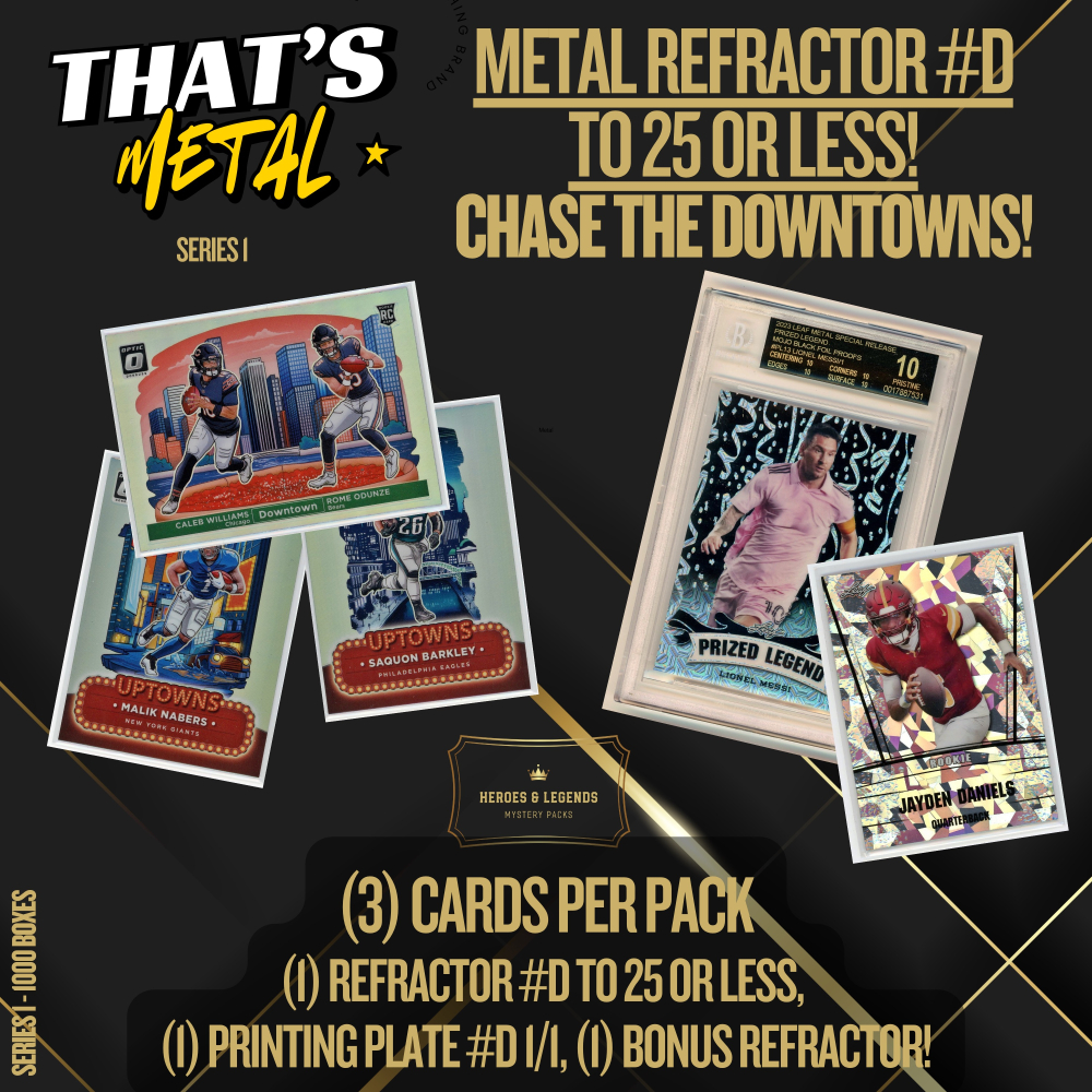 Heroes & Legends “That’s Metal” Serial Numbered to 25 or Less Mystery Box / Pack with (3) Cards at PristineAuction.com