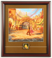 "Tangled" by Thomas Kinkade Custom Framed Art Print Display with Imagineers Only Stained Glass Princess Rapunzel Pin Limited To 300 Pieces at PristineAuction.com