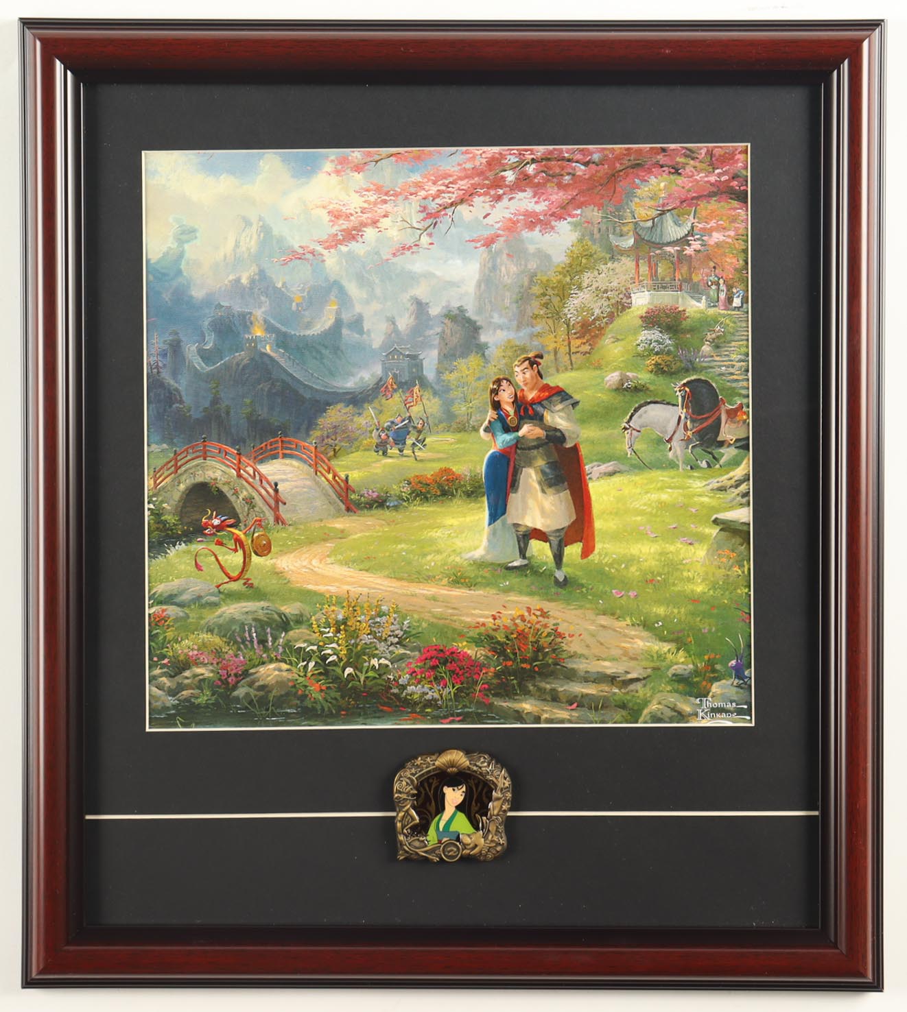"Mulan" by Thomas Kinkade Custom Framed Art Print Display at PristineAuction.com "Mulan" by Thomas Kinkade Custom Framed Art Print Display at PristineAuction.com