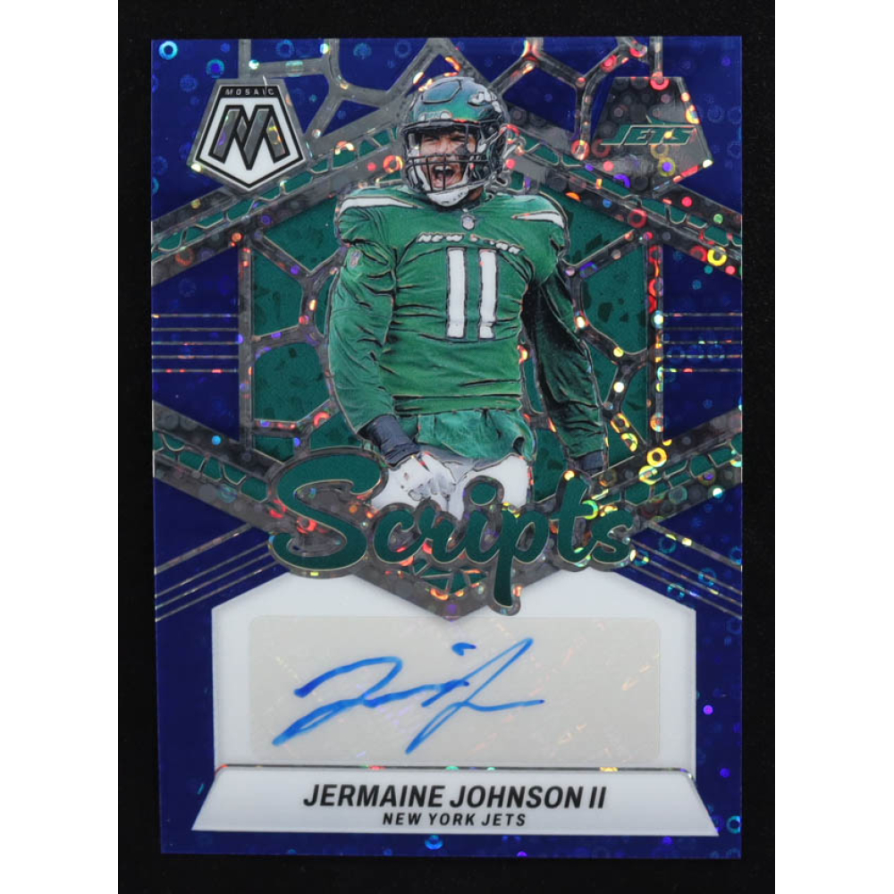 Jermaine Johnson II 2024 Panini Mosaic Scripts No Huddle Blue #29 at PristineAuction.com
