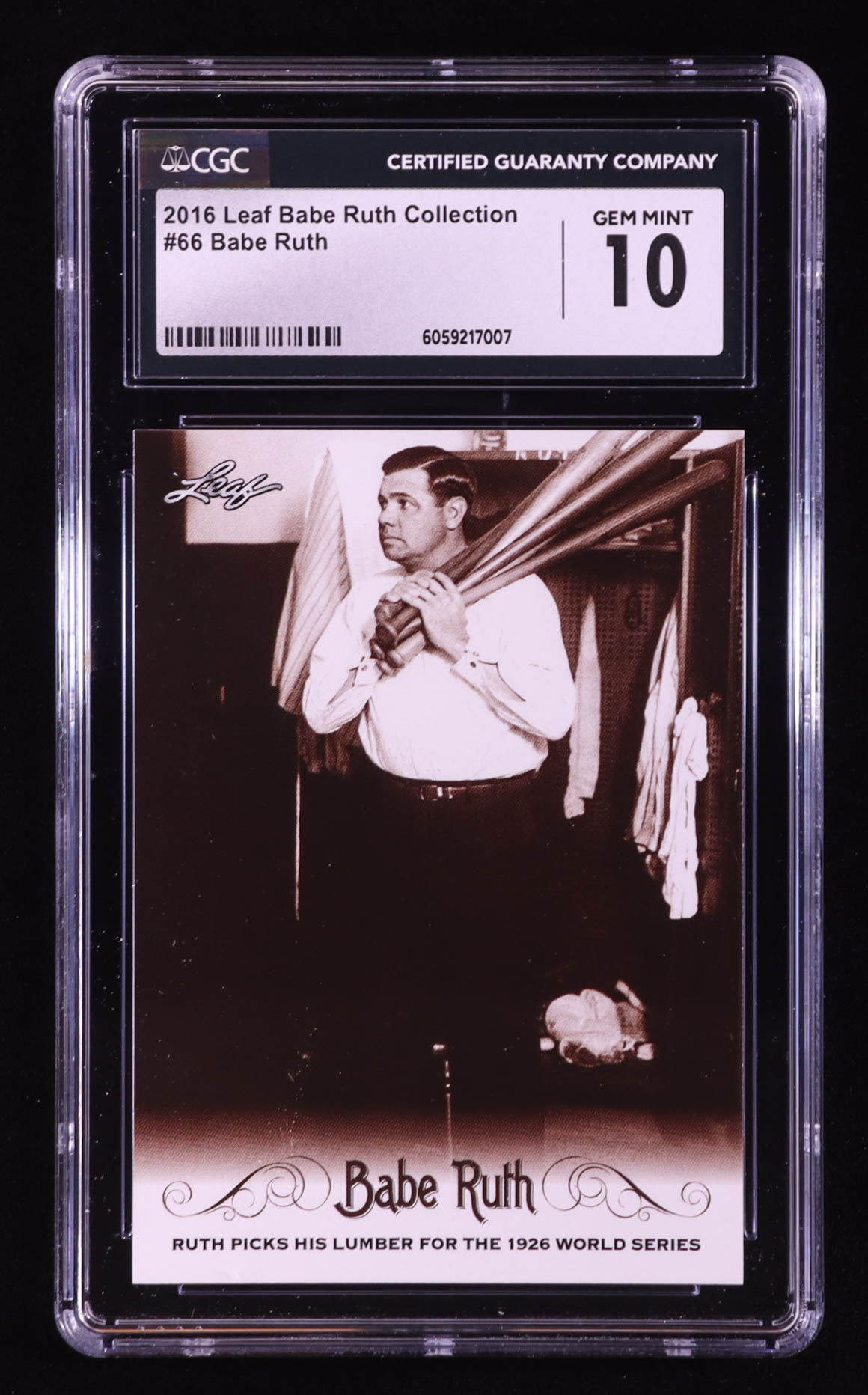 Babe Ruth 2016 Leaf Babe Ruth Collection #66 (CGC 10) at PristineAuction.com Babe Ruth 2016 Leaf Babe Ruth Collection #66 (CGC 10) at PristineAuction.com