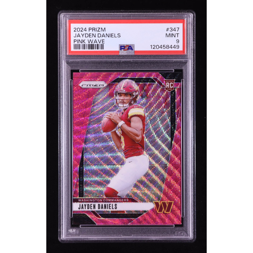 Jayden Daniels 2024 Prizm Pink Wave #347 RC (PSA 9) at PristineAuction.com