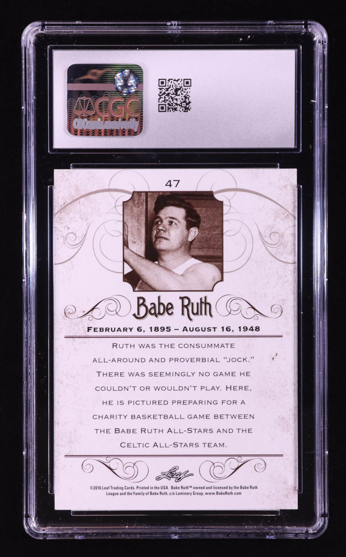 Babe Ruth 2016 Leaf Babe Ruth Collection #47 (CGC 10) at PristineAuction.com Babe Ruth 2016 Leaf Babe Ruth Collection #47 (CGC 10) at PristineAuction.com