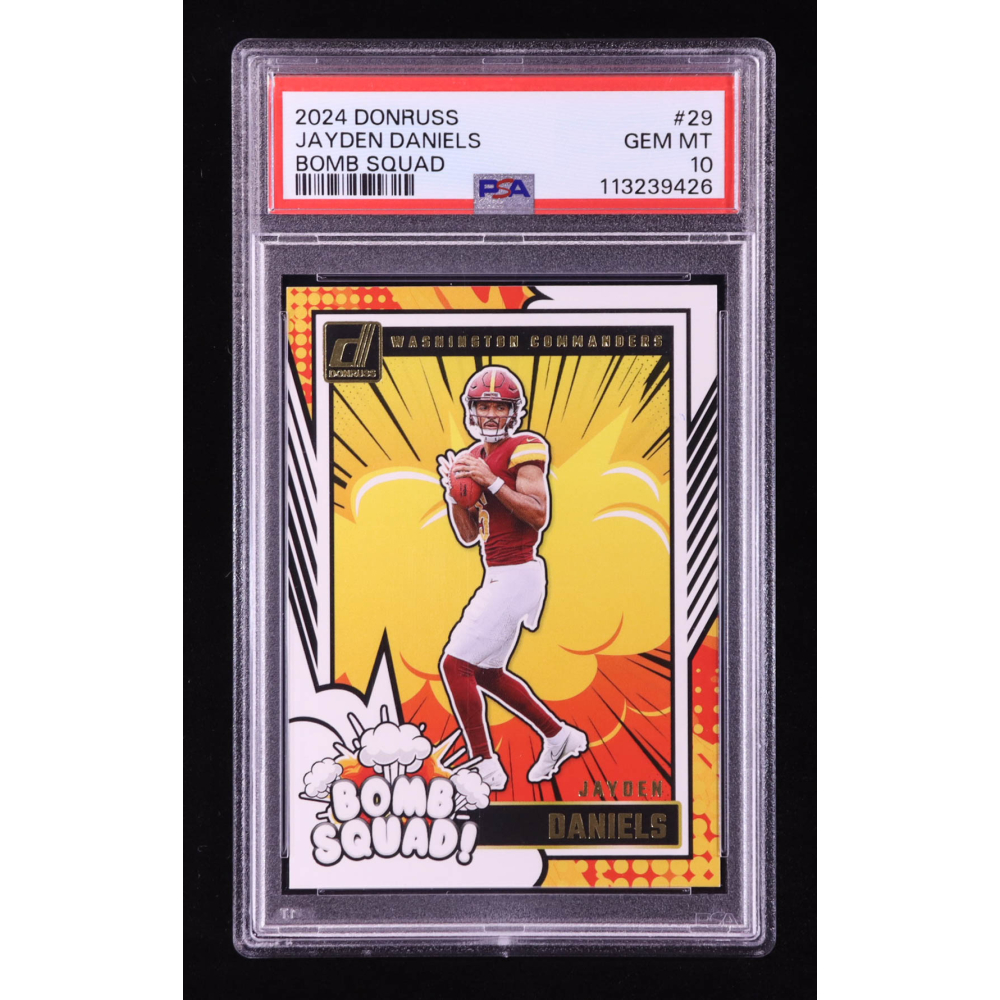 Jayden Daniels 2024 Donruss Bomb Squad #29 RC (PSA 10) at PristineAuction.com Jayden Daniels 2024 Donruss Bomb Squad #29 RC (PSA 10) at PristineAuction.com