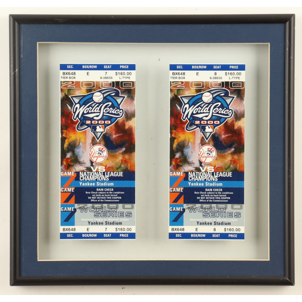 Yankees "2000 World Series" Custom Framed Tickets Display at PristineAuction.com