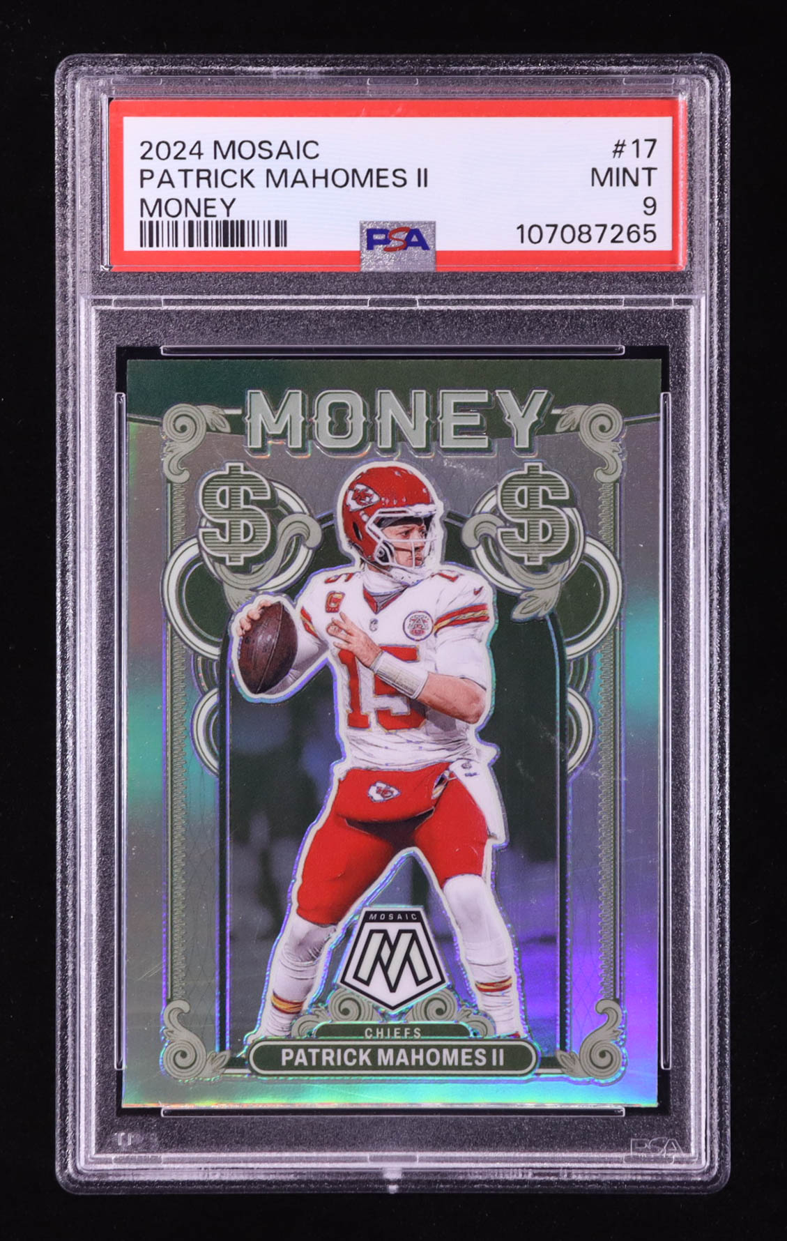 Patrick Mahomes II 2024 Mosaic Money #17 (PSA 9) at PristineAuction.com Patrick Mahomes II 2024 Mosaic Money #17 (PSA 9) at PristineAuction.com