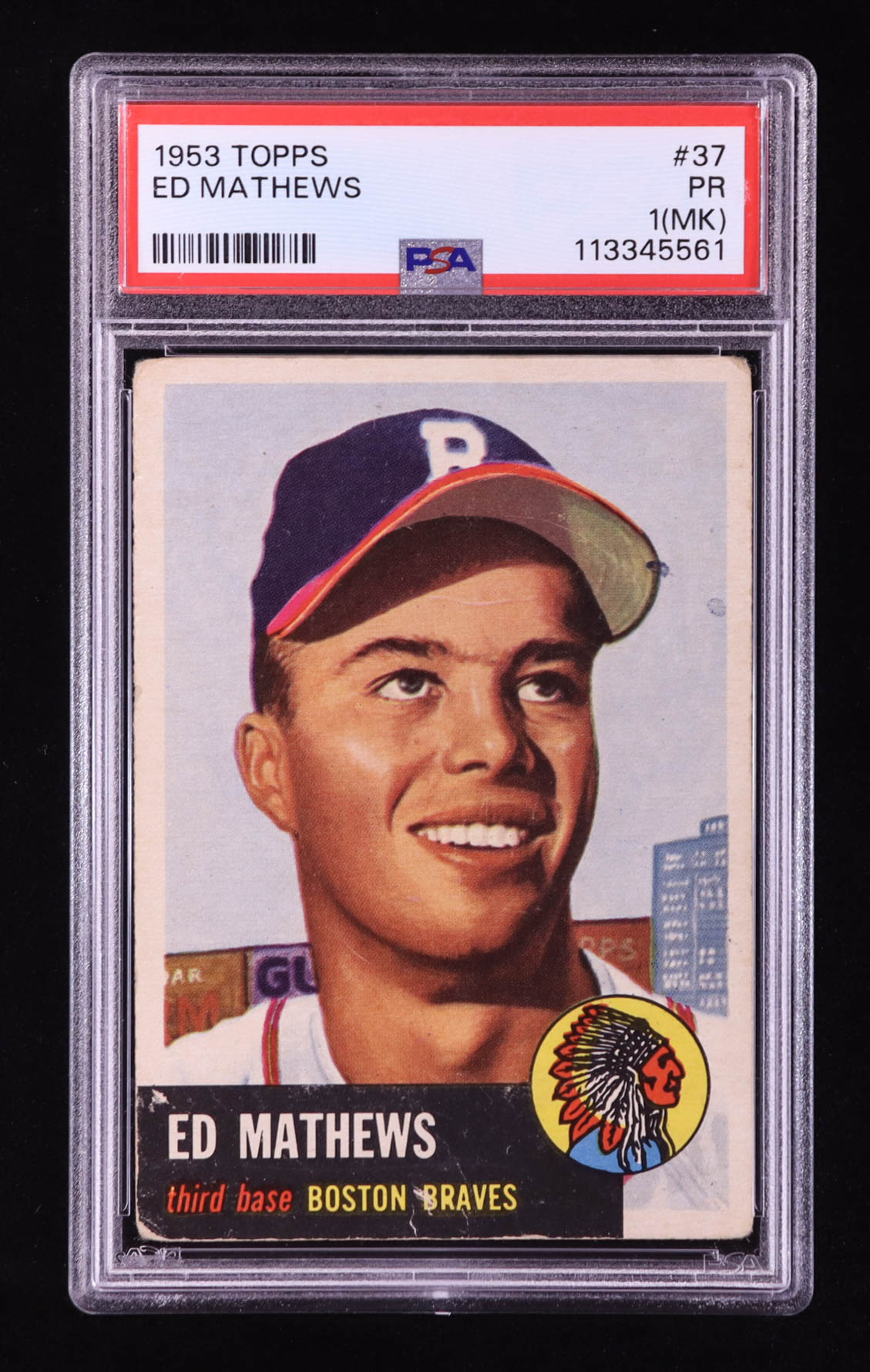 Ed Mathews 1953 Topps #37 (PSA 1) (MK) at PristineAuction.com Ed Mathews 1953 Topps #37 (PSA 1) (MK) at PristineAuction.com