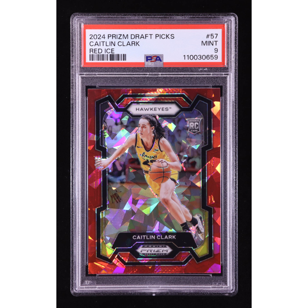 Caitlin Clark 2024-25 Panini Prizm Draft Picks Prizms Red Ice #57 RC (PSA 9) at PristineAuction.com