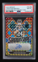 Jonathon Brooks 2024 Panini Mosaic Showtime Signatures Choice Fusion Red and Yellow #12 RC (PSA 8) at PristineAuction.com