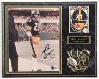 Mike Wagner Signed Steelers Custom Photo Plaque Display (Beckett) at PristineAuction.com