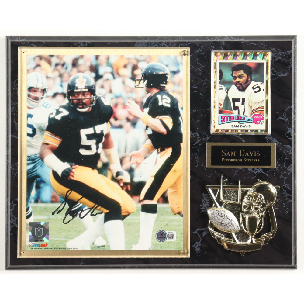 Sam Davis Signed Steelers Custom Photo Plaque Display (Beckett) at PristineAuction.com
