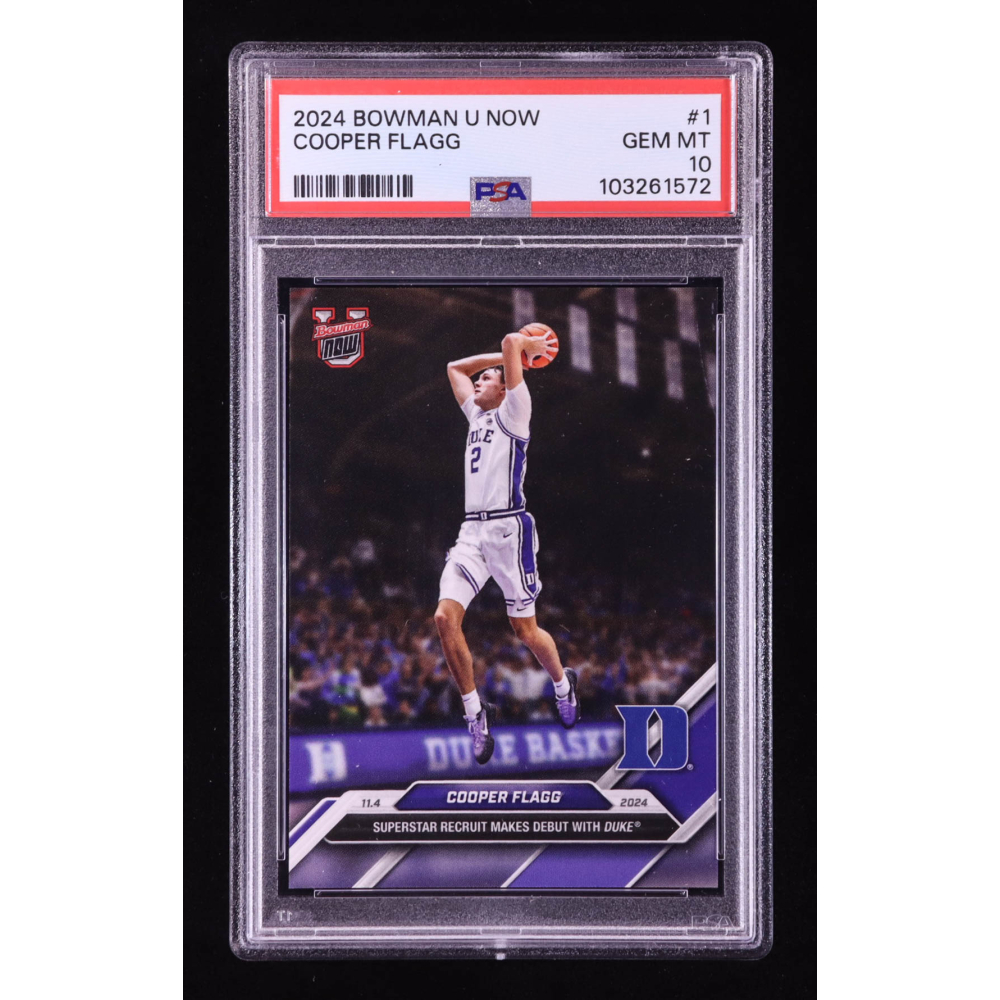 Cooper Flagg 2024-25 Bowman University Now #1 RC (PSA 10) at PristineAuction.com Cooper Flagg 2024-25 Bowman University Now #1 RC (PSA 10) at PristineAuction.com