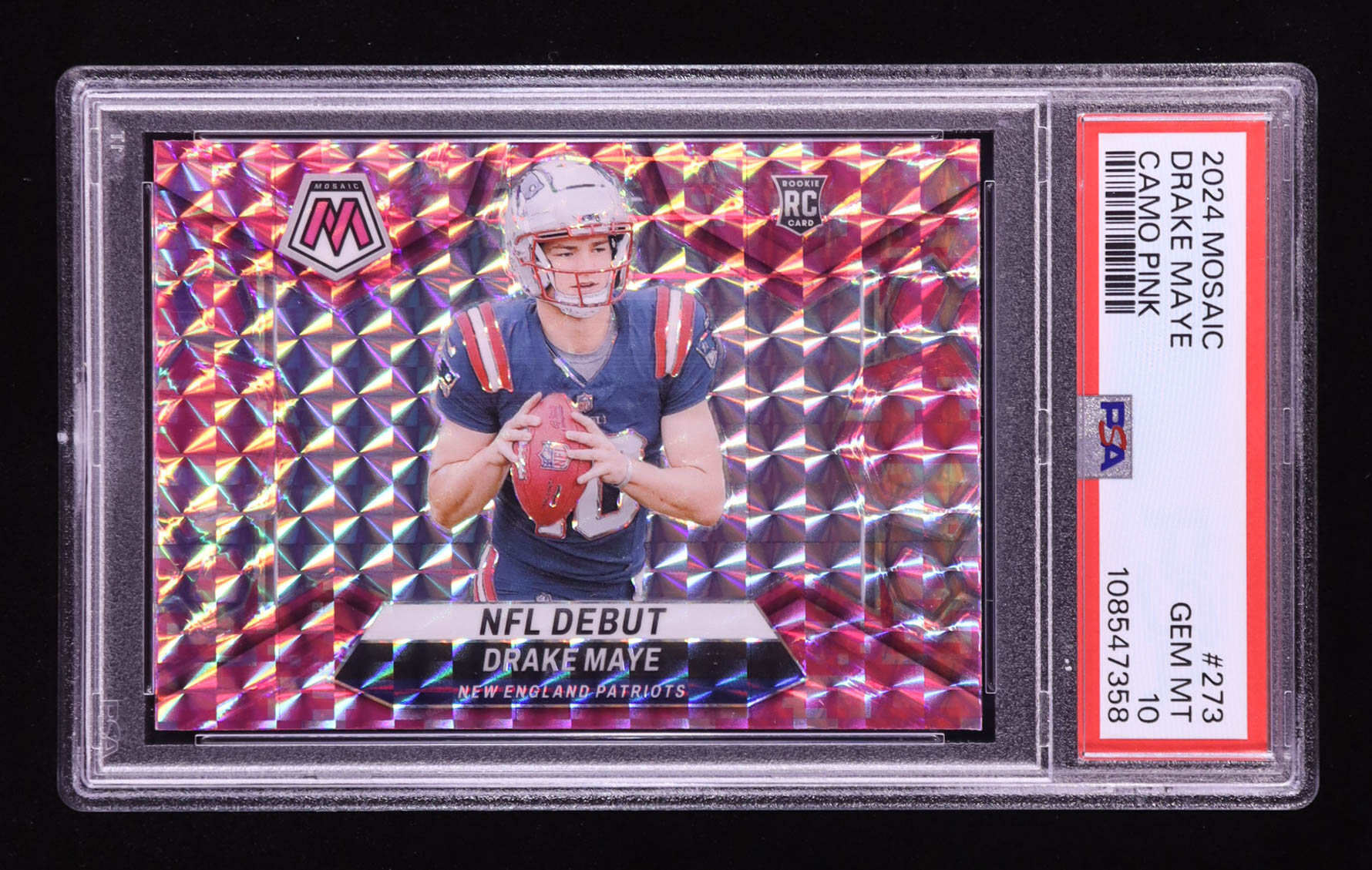 Drake Maye 2024 Mosaic Camo Pink #273 RC (PSA 10) at PristineAuction.com Drake Maye 2024 Mosaic Camo Pink #273 RC (PSA 10) at PristineAuction.com