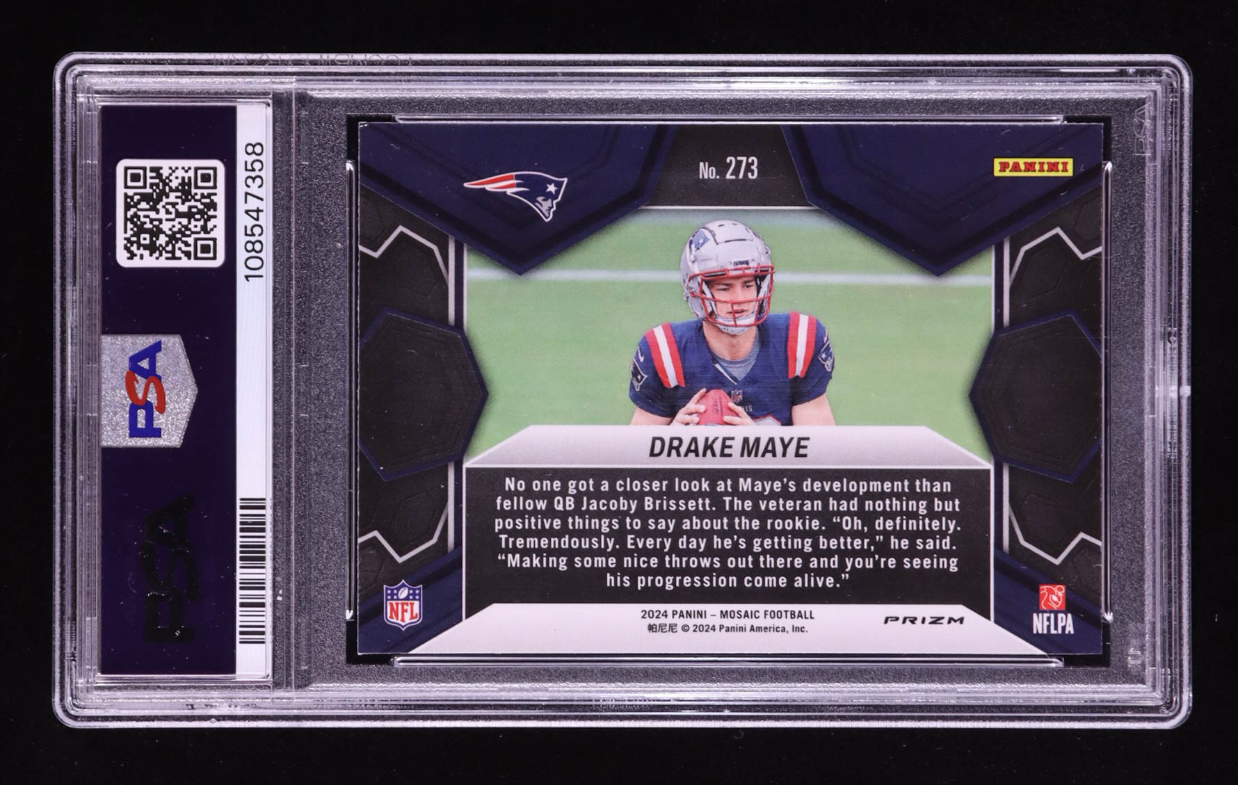 Drake Maye 2024 Mosaic Camo Pink #273 RC (PSA 10) at PristineAuction.com Drake Maye 2024 Mosaic Camo Pink #273 RC (PSA 10) at PristineAuction.com