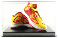 Hulk Hogan Signed Pair of Jordan Aero Flight WWF Hulk Hogan Basketball Shoes with Display Case & 1/1 Custom Art 2$ Bill Inscribed "HOF 05" (PSA) at PristineAuction.com