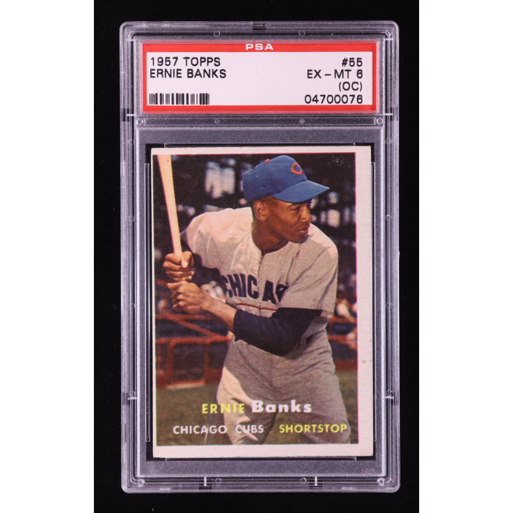 Ernie Banks 1957 Topps #55 (PSA 6) (OC) at PristineAuction.com Ernie Banks 1957 Topps #55 (PSA 6) (OC) at PristineAuction.com