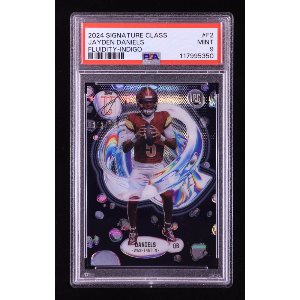 Jayden Daniels 2024 Topps Signature Class Fluidity Indigo #F-2 #123/175 RC (PSA 9) at PristineAuction.com