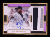 CC Sabathia 2023 Topps Definitive Collection Framed Autograph Patches Purple #FACCS #02/10 at PristineAuction.com