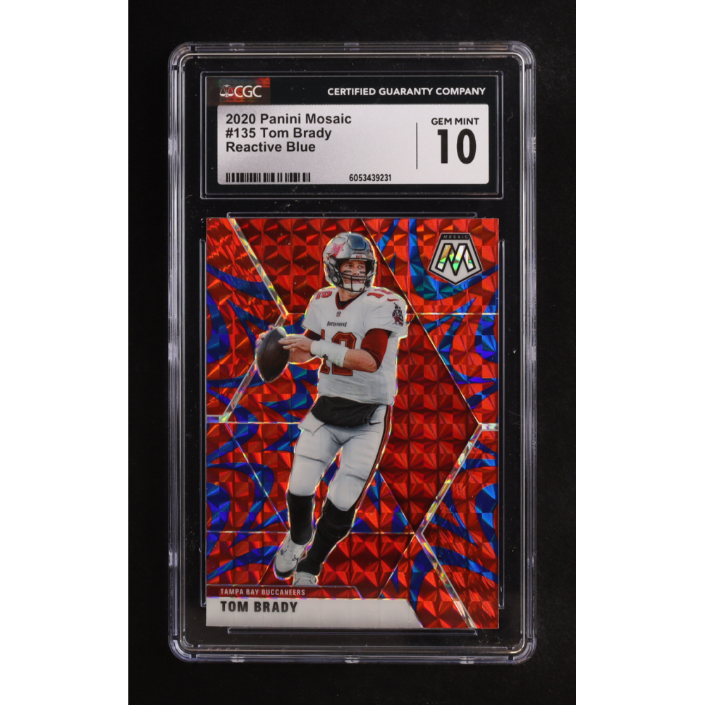 Tom Brady 2020 Panini Mosaic Mosaic Reactive Blue #135 (CGC 10) at PristineAuction.com