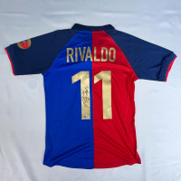 Rivaldo Ferreira Signed F.C. Barcelona Nike Authentic Jersey (Beckett) at PristineAuction.com