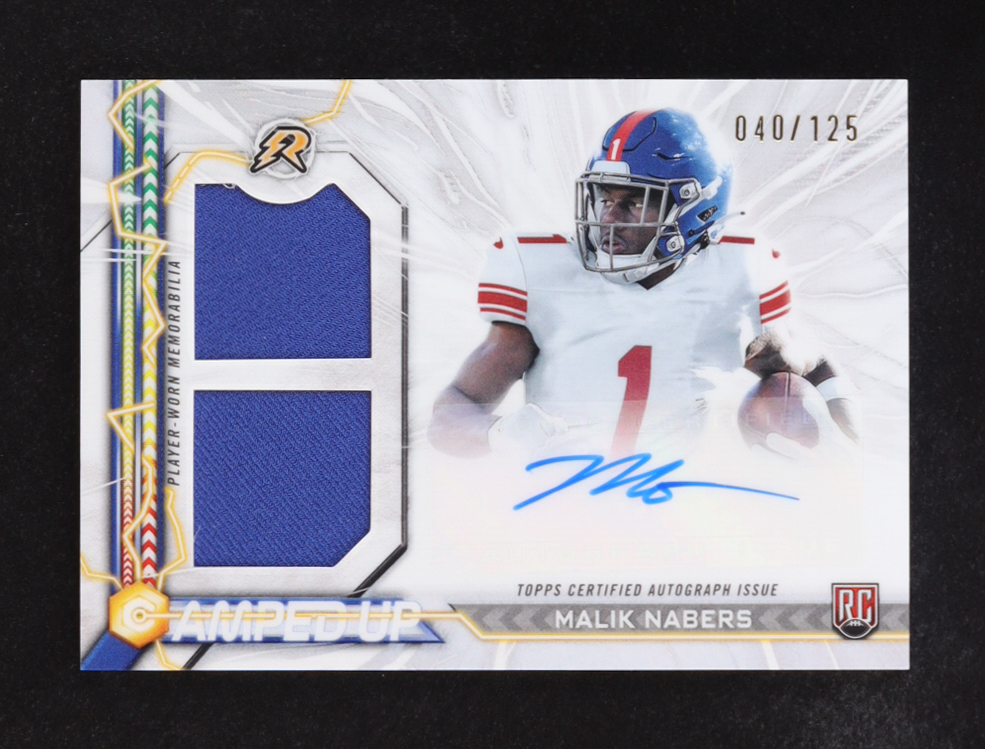 Malik Nabers 2024 Topps Resurgence Amped Up Rookie Patch Autographs White Surge #AUMN RC #40/125 at PristineAuction.com Malik Nabers 2024 Topps Resurgence Amped Up Rookie Patch Autographs White Surge #AUMN RC #40/125 at PristineAuction.com