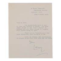 Laurence "Larry" Olivier Signed 1970 5.5x7 Typewritten Letter Inscribed "Yours" (JSA) at PristineAuction.com