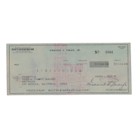 Vincent L. Price Signed 1976 Personal Check (JSA) at PristineAuction.com