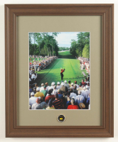 "Tiger Woods on the 18th Tee at the Masters" Custom Framed Photo Display with Master Championship Pin at PristineAuction.com