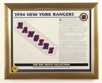 1994 Rangers Custom Framed Commemorative Stat Card Cloth Uniform Patch Display With Team Logo Pin at PristineAuction.com